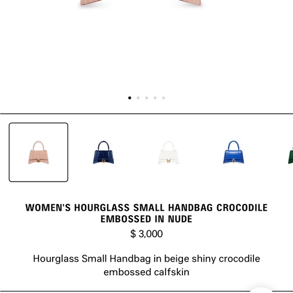 BALENCIAGA Hourglass Small Handbag in beige shiny crocodile embossed calfskin. - Picture 2 of 5